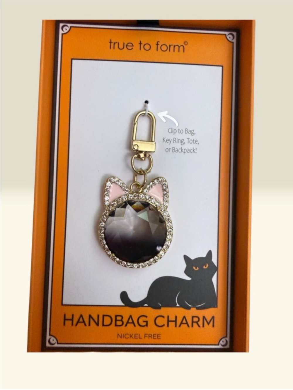 True to Form Pink & Gold Cat Handbag Charm